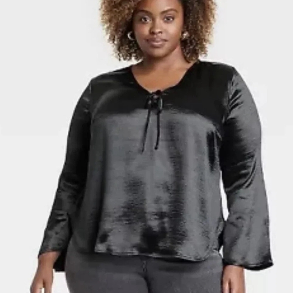 Ava & Viv Shimmering Black Blouse Sz 3X New Without Tag